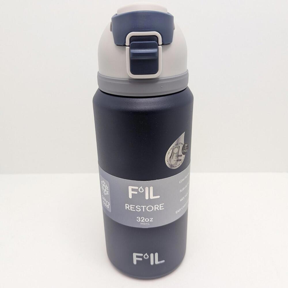 F’IL Restore 32oz Stainless‎ Steel Water Bottle With Straw Chug Lid Navy Blue